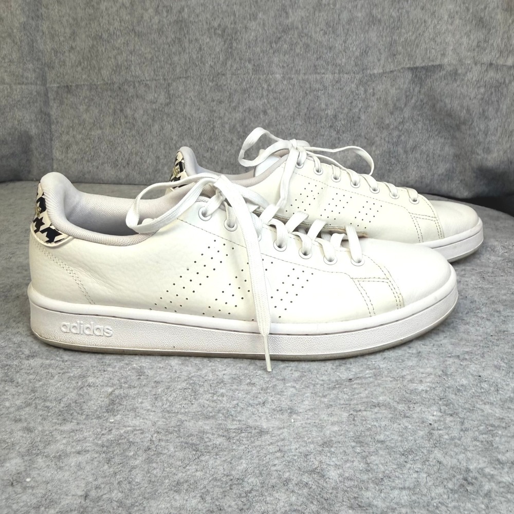 Adidas Advantage Cloudfoam Women 11 White Houndstooth Sneakers FY3973